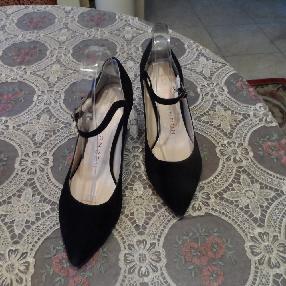 Sacha London Black Suede Pointy MaryJane Pumps 8.5